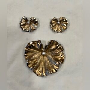 Napier Garden of Gold Collection 3 pc Brooch Set Sterling Silver w/Gold Plating